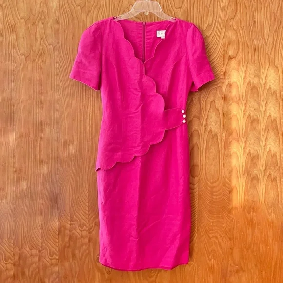 Vintage | Dresses | Vintage 8s90s Faux Wrap 9 To 5 Linen Blend Midi Dress  Hot Pink Size 8 | Poshmark
